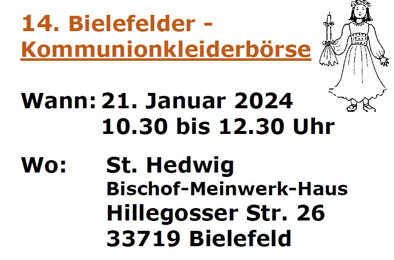 Kommunionkleiderbörse 21.1.2024 in St. Hedwig, Bielefeld